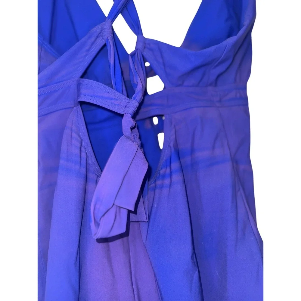 SKINNYDIPPERS Lace-Up One Piece‎ Swimsuit V-Neck Crisscross Back Detail XL